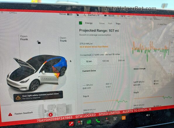7SAYGAEE6SF247863 2025 TESLA MODEL Black ხელსაწყოთა პანელის ხედი