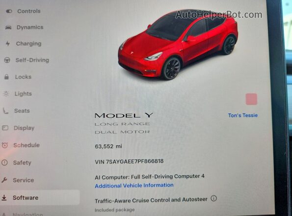 7SAYGAEE7PF866818 2023 TESLA MODEL Red Вид щитка приладів