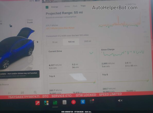 7SAYGAEE7PF897471 2023 TESLA MODEL Y Blue უკანა სავარძლების ხედი