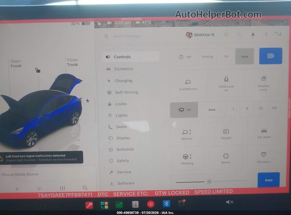 7SAYGAEE7PF897471 2023 TESLA MODEL Y Blue 