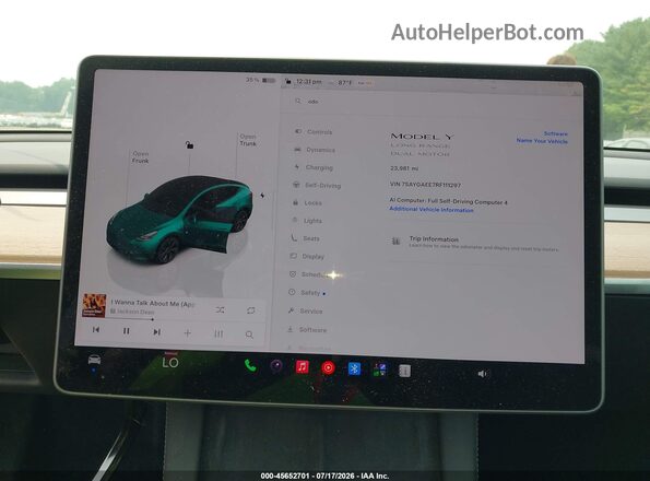 7SAYGAEE7RF111297 2024 TESLA MODEL Y Blue Vista de los asientos traseros