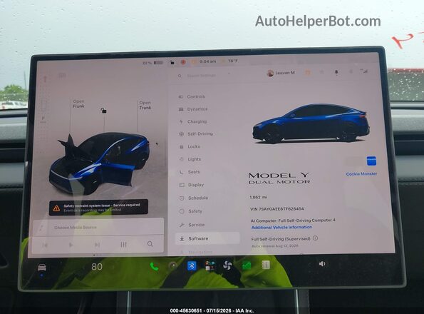 7SAYGAEE8TF628454 2026 TESLA MODEL Y Синий 