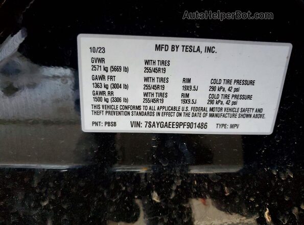7SAYGAEE9PF901486 2023 TESLA MODEL Black Панорамний вид салону 360°
