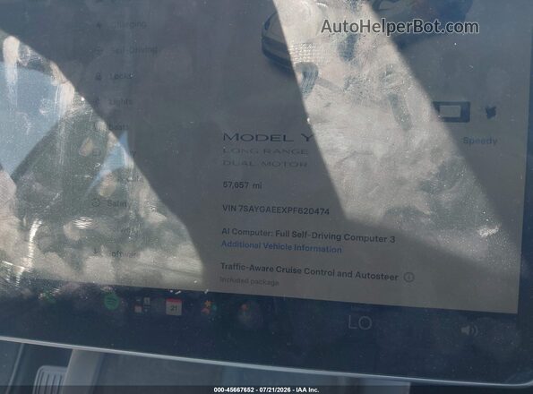 7SAYGAEEXPF620474 2023 TESLA MODEL Y Gray Rear seats view