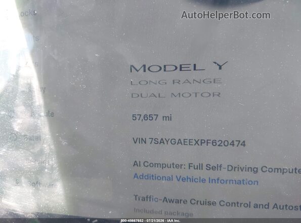 7SAYGAEEXPF620474 2023 TESLA MODEL Y Gray 