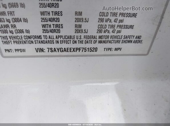 7SAYGAEEXPF751520 2023 TESLA MODEL Y White Engine compartment view