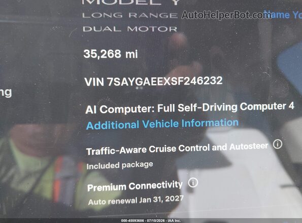 7SAYGAEEXSF246232 2025 TESLA MODEL Y Gray 