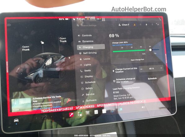 7SAYGAEEXSF246232 2025 TESLA MODEL Y Gray 
