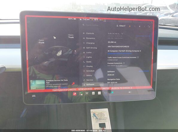 7SAYGAEEXSF246232 2025 TESLA MODEL Y Gray 