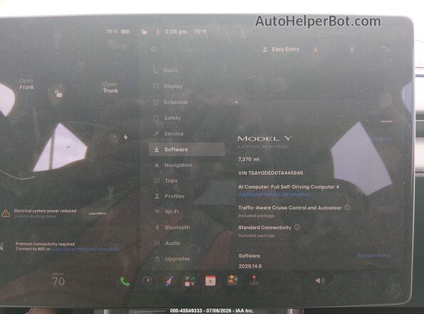 7SAYGDED0TA445846 2026 TESLA MODEL Y Черный Вид задних сидений