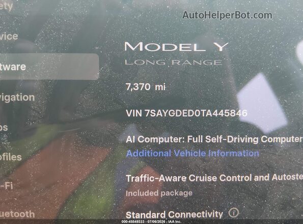 7SAYGDED0TA445846 2026 TESLA MODEL Y Черный 