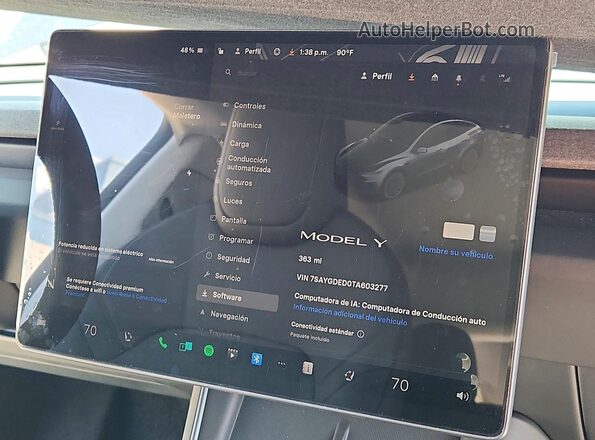 7SAYGDED0TA603277 2026 TESLA MODEL Gray Instrument cluster view