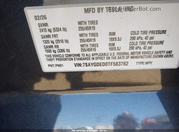 7SAYGDED0TF583762 2026 TESLA MODEL Y Black Vista del compartimento del motor