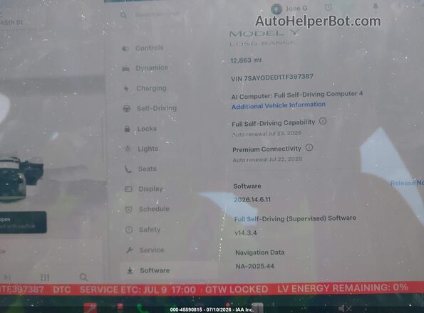 7SAYGDED1TF397387 2026 TESLA MODEL Y White Vista de los asientos traseros