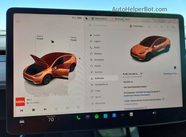 7SAYGDED2RF155667 2024 TESLA MODEL Blue Widok zestawu wskaźników