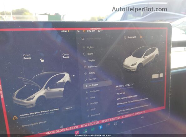 7SAYGDED2SA339431 2025 TESLA MODEL Y Белый 