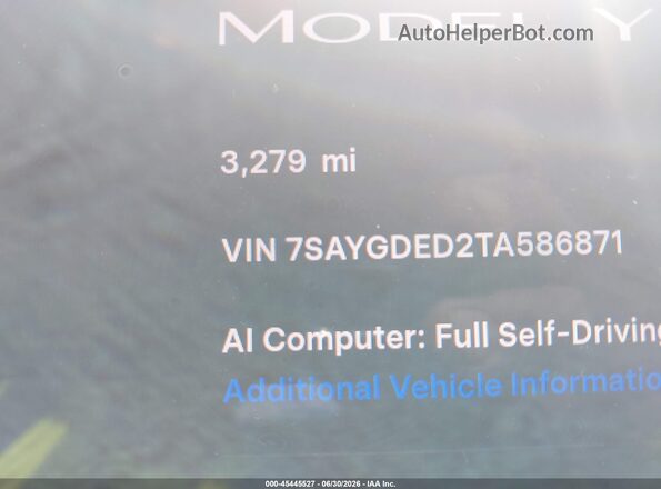 7SAYGDED2TA586871 2026 TESLA MODEL Y Gray 