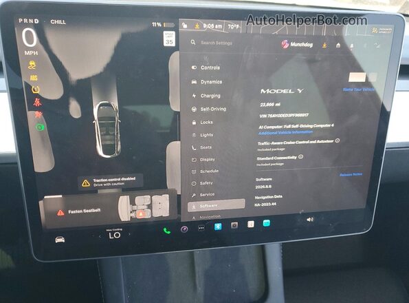 7SAYGDED3PF968917 2023 TESLA MODEL Gray Սարքավորումների վահանակի տեսք