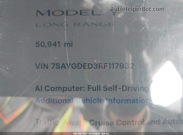 7SAYGDED3RF117932 2024 TESLA MODEL Y White სალონის 360-გრადუსიანი ხედი