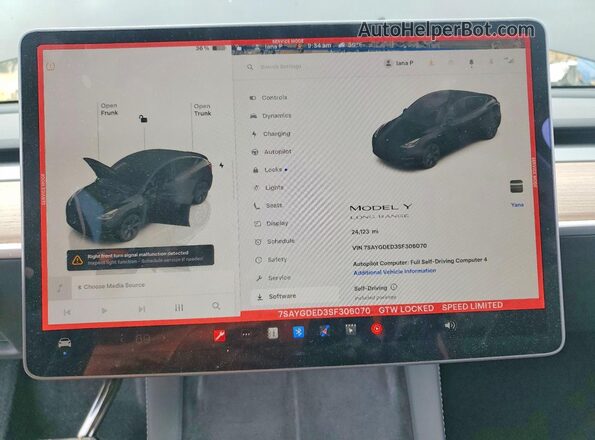 7SAYGDED3SF306070 2025 TESLA MODEL Black Սարքավորումների վահանակի տեսք