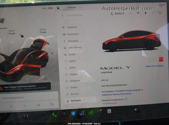 7SAYGDED3TA676191 2026 TESLA MODEL Y Красный Вид задних сидений