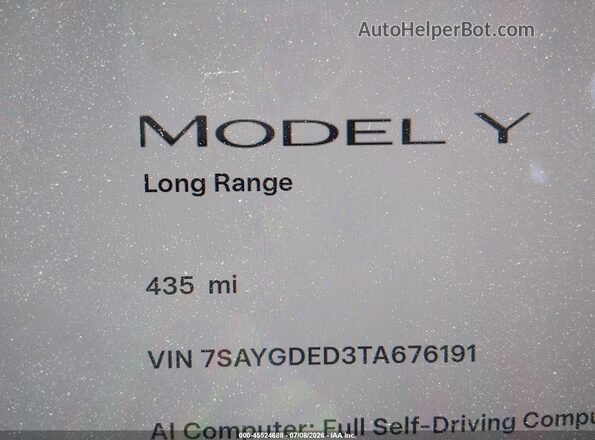 7SAYGDED3TA676191 2026 TESLA MODEL Y Красный 