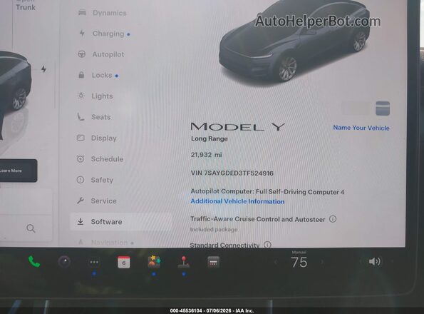 7SAYGDED3TF524916 2026 TESLA MODEL Y Серый Вид задних сидений