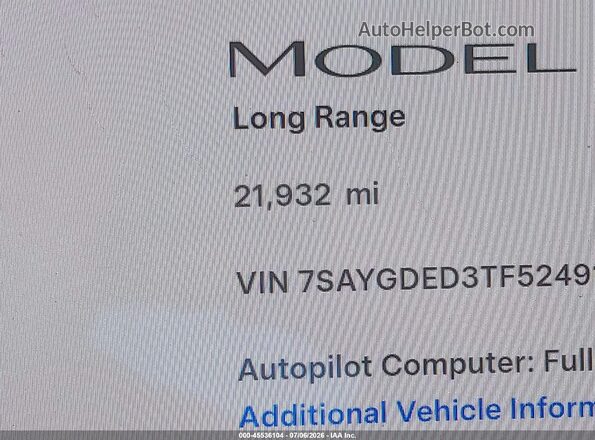 7SAYGDED3TF524916 2026 TESLA MODEL Y Серый Панорамный вид салона 360°