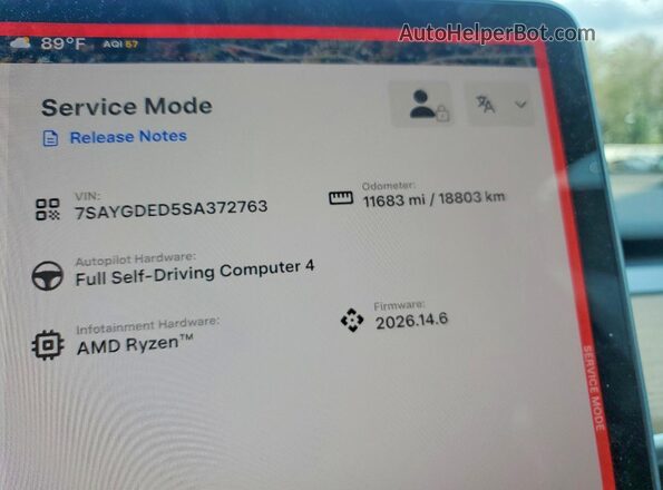 7SAYGDED5SA372763 2025 TESLA MODEL Blue Vista del cuadro de instrumentos
