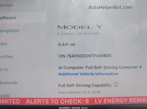 7SAYGDED6TF441805 2026 TESLA MODEL Y Black Vista interior de 360 grados
