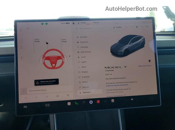 7SAYGDED6TF583409 2026 TESLA MODEL Gray ხელსაწყოთა პანელის ხედი