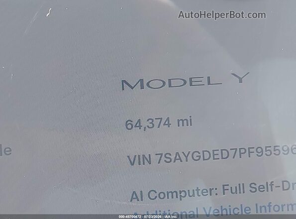 7SAYGDED7PF955961 2023 TESLA MODEL Y Blue 