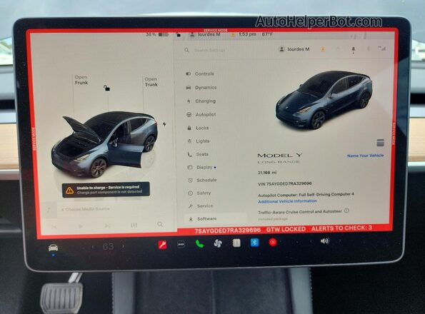 7SAYGDED7RA329696 2024 TESLA MODEL Gray Widok zestawu wskaźników