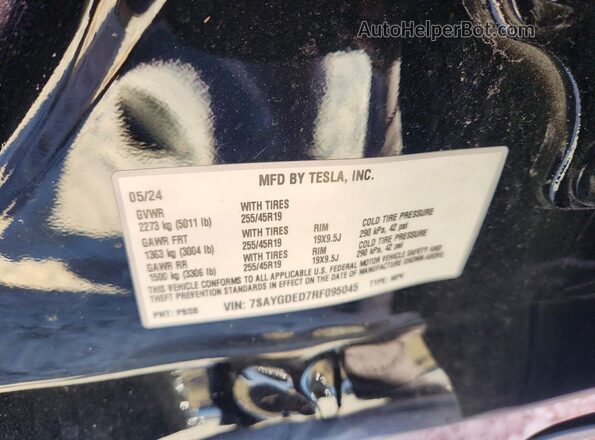 7SAYGDED7RF095045 2024 TESLA MODEL Черный Вид подкапотного пространства