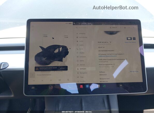 7SAYGDED7SF231017 2025 TESLA MODEL Y Black Widok tylnych siedzeń
