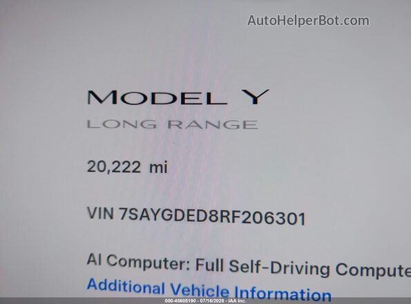 7SAYGDED8RF206301 2024 TESLA MODEL Y Navy 