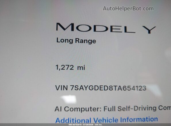 7SAYGDED8TA654123 2026 TESLA MODEL Y Красный 