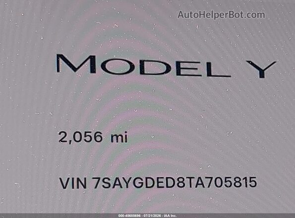 7SAYGDED8TA705815 2026 TESLA MODEL Y White 