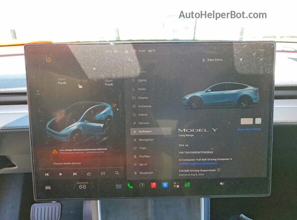 7SAYGDED8TF622842 2026 TESLA MODEL Charcoal ხელსაწყოთა პანელის ხედი