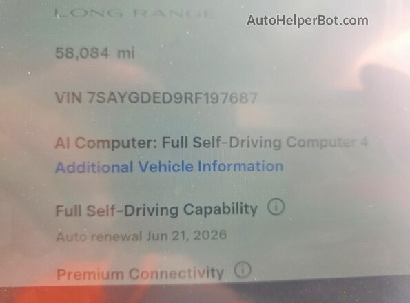 7SAYGDED9RF197687 2024 TESLA MODEL White ხელსაწყოთა პანელის ხედი