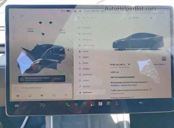 7SAYGDED9TA436885 2026 TESLA MODEL Charcoal Vista del cuadro de instrumentos
