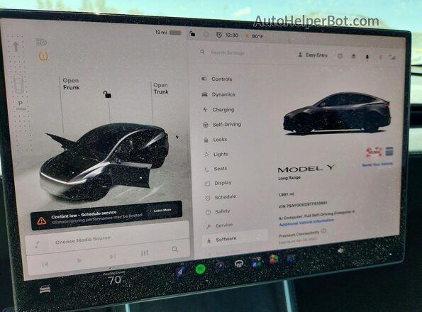 7SAYGDED9TF613681 2026 TESLA MODEL Gray ხელსაწყოთა პანელის ხედი