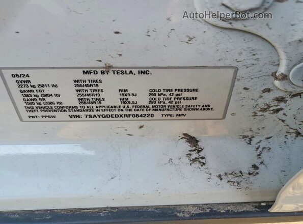 7SAYGDEDXRF084220 2024 TESLA MODEL White Вид підкапотного простору