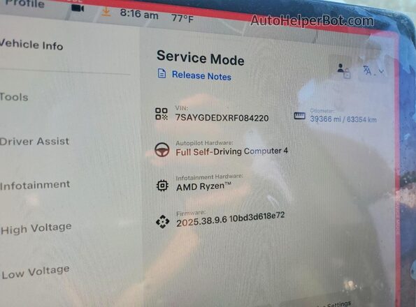 7SAYGDEDXRF084220 2024 TESLA MODEL White Вид щитка приладів