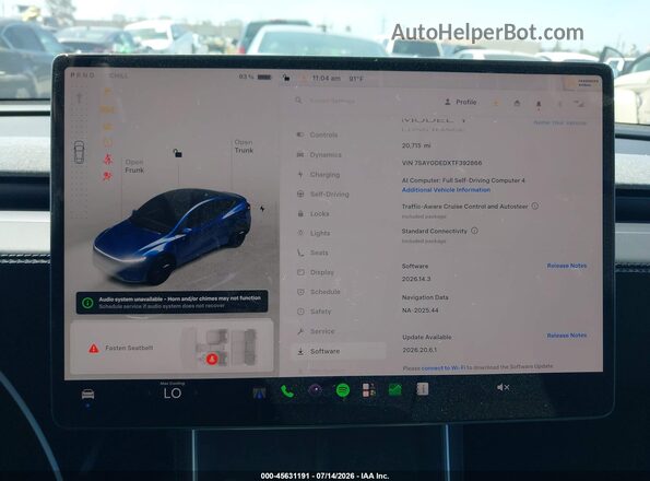 7SAYGDEDXTF392866 2026 TESLA MODEL Y Blue 