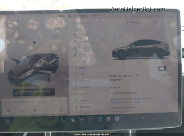 7SAYGDEDXTF539283 2026 TESLA MODEL Y Серый Вид задних сидений