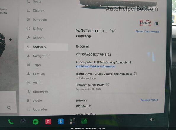 7SAYGDEDXTF548193 2026 TESLA MODEL Y Серый Вид задних сидений