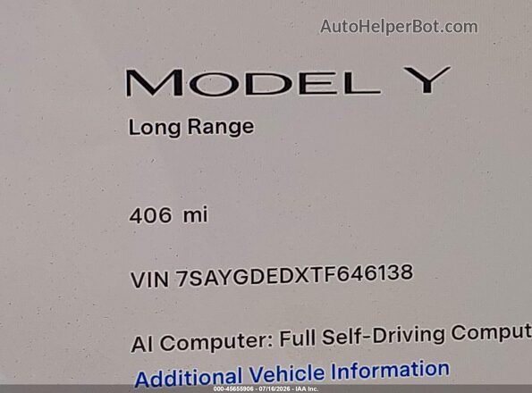 7SAYGDEDXTF646138 2026 TESLA MODEL Y Black 