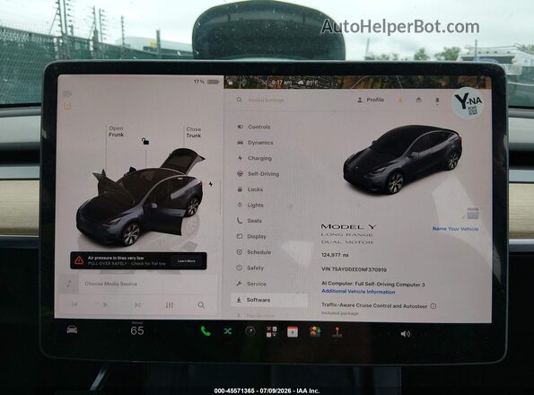 7SAYGDEE0NF370919 2022 TESLA MODEL Y Gray Rear seats view