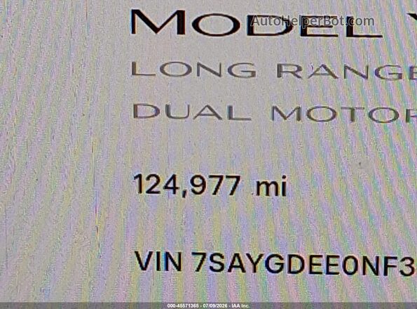 7SAYGDEE0NF370919 2022 TESLA MODEL Y Gray 